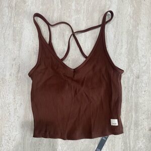 Vuori Brown Rib Crop Tank